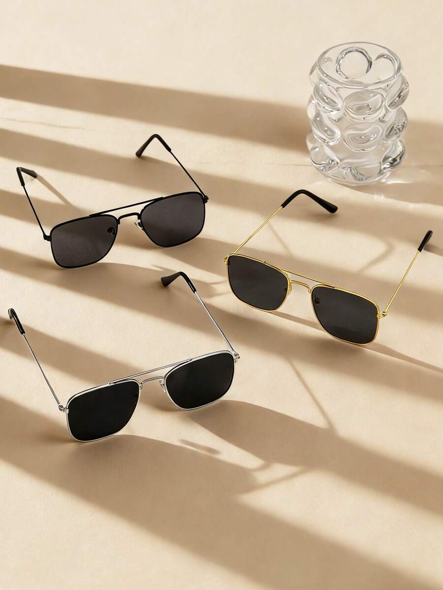 3副女童时尚金属双光束眼镜，适合日常佩戴 - 彩色 - 查看 1