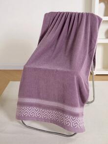 1条几何图案柔软吸水毛巾，适用于浴室、健身房、酒店、日常家居浴室装饰、秋季装饰、返校季、美容院、家庭浴室淋浴毛巾，适用于美容院、酒店、运动、家居必需品、毛巾、护肤浴巾 - 紫色 - 查看 5