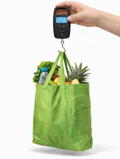 Balanza colgante digital para pesar maletas y bolsas con tamaño ligero para llevar a todos lados, pantalla visible y gancho firme pensada para acompañarte en cada salida.