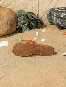 1 Pair Fashionable, Comfortable And Casual Children Flat Slippers - Brown - View 2