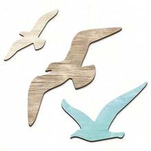 1/3 PiecesOcean Style Wooden Seagull Decoration, Beach Theme Wall Decoration, Coastal Theme Decoration, Suitable For Home Bedroom Living Room Decoration, Seaview Room Decoration, Summer Ocean Beach Theme Decoration - Multicolor - View 7