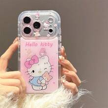 SANRIO Candy Color Jelly Pink Bow Phone Case For 17 16 15 14 12 13 11 Pro Max PLUS Y2K Cute Hello Kitty Girls Cover - 1 - 查看 2