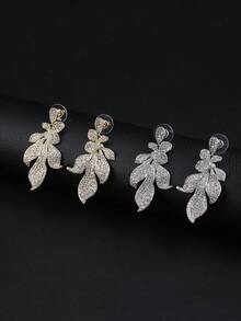 1 Đôi bông tai dài sang trọng kiểu trang sức đính đá Cubic Zirconia, bông tai thời trang dành cho nữ, phù hợp với váy dạ hội, quà tặng sinh nhật/ngày lễ. - Hoa tai thả - Xem 3