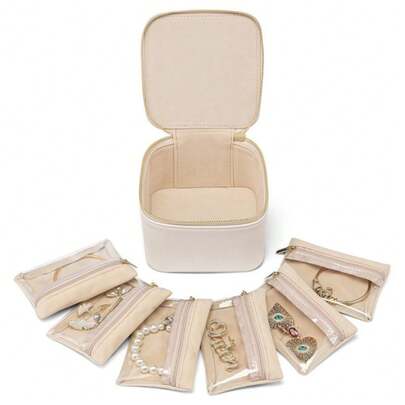 This Travel Jewelry Box Set Includes 6/8/12 Velvet Jewelry Storage Bags, Suitable For Women To Organize Jewelry During Travel, And Can Also Be Used As A Daily Jewelry Box. It Is Suitable For Storing Necklaces, Rings, Earrings And Other Jewelry, And Is An Ideal Gift For Girlfriends, Friends Or Girls On Holidays Or Birthdays, And Can Also Be A Mother's Day Surprise Gift.,Travel Essential