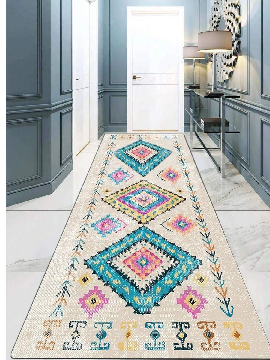 Kitchen Rug - Kitchen Hallway Rug - Machine Washable, Non-Slip Kitchen Mat, Sizes: 60*150, 60*200, 80*200, 100*200, 120*180 Cm, Made In Turkey - Blue - View 1