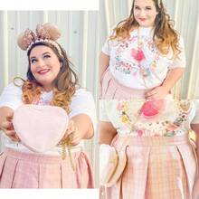 Plus Size Basic Versatile Stretchy Elastic Waist Flared Casual Mini Skater Skirt/Pleated Plaid Skirt For Women XL-5XL - A02-a261 -粉紅格子 - 查看 2