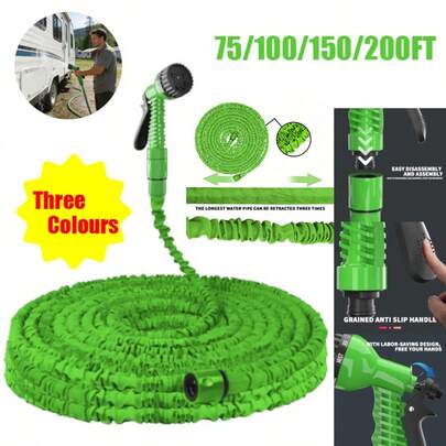 Royalswill 75/100/150/200FT Retractable Garden Hose With Seven Spray Patterns Suitable For Pets, Hose Pipe, Cars, Gardens, And Patios