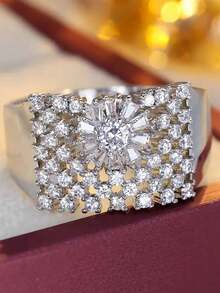 1枚精美立方氧化锆戒指，女士适用，适合婚礼、订婚、周年纪念、派对、情人节等场合佩戴。 - 1# - 查看 12