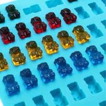 1pc 50-Cavity Silicone Bear Gummy Mold, Cute Bear Jelly Mold With Dropper, Candy Chocolate Fondant Mold, DIY Baking Decorating Tool, Bear Chocolate Soap Cake Jelly Pudding Soap Cake Mold, Baking Tool - View 3