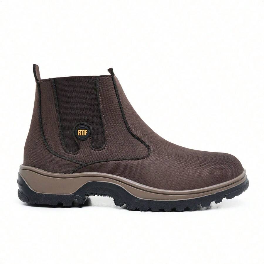 Men's Ankle Boot With Elastic Strap, RTF Casual Tractor Sole, Comfortable And Durable For Everyday Use. - Coffee - View 1