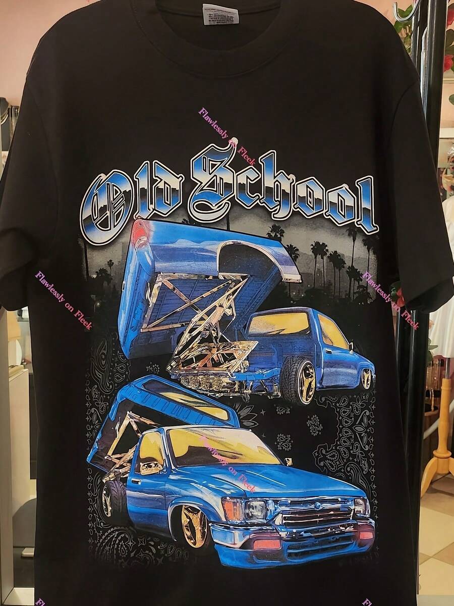 Old School Lowrider Truck T-Shirt - màu đen - Xem 1