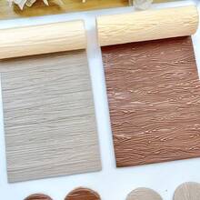 Rodillo de arcilla polimérica con textura de veta de madera sin costuras, cortador de arcilla polimérica con textura de veta de madera natural, herramienta hecha a mano para pendientes DIY, joyería, colgantes - Amarillo - Ver 6