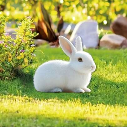 1pc,Acrylic Little White Rabbit Animal Sign, Garden Stake Decor, Suitable For Home Garden, Lawn, Brings Sweet And Cozy Atmosphere, Ideal Outdoor Decor And Gift Choice.