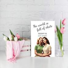 1pc "Except Us, The World Is..." - Funny & Witty Birthday Card For Women, Gifts For Friends, Sisters, Best Friends With Blonde Or Brown Hair - View 6