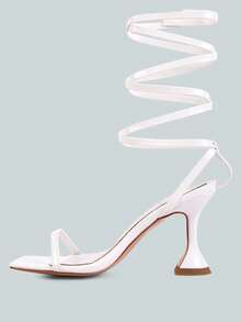 Lewk Strappy Tie Up Spool Heel Sandals - trắng - Xem 3