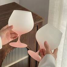 精美渐变粉色磨砂玻璃杯，法式风格高脚杯，家居设计葡萄酒杯，可爱果汁杯 - 漸層粉 - 查看 4