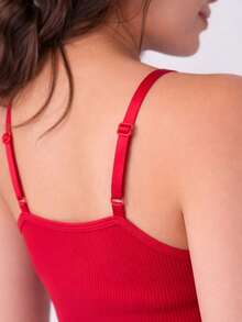 Comfortable Ribbed Suede Nightgown With Adjustable Straps Women's Pajamas - Đỏ - Xem 3