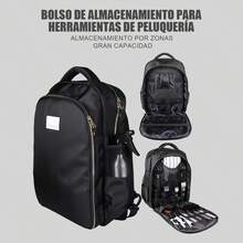 Mochila Organizadora para Barbero - Bolsa Profesional de Herramientas con Compartimentos Acolchados y Gran Capacidad - Negro - Ver 1