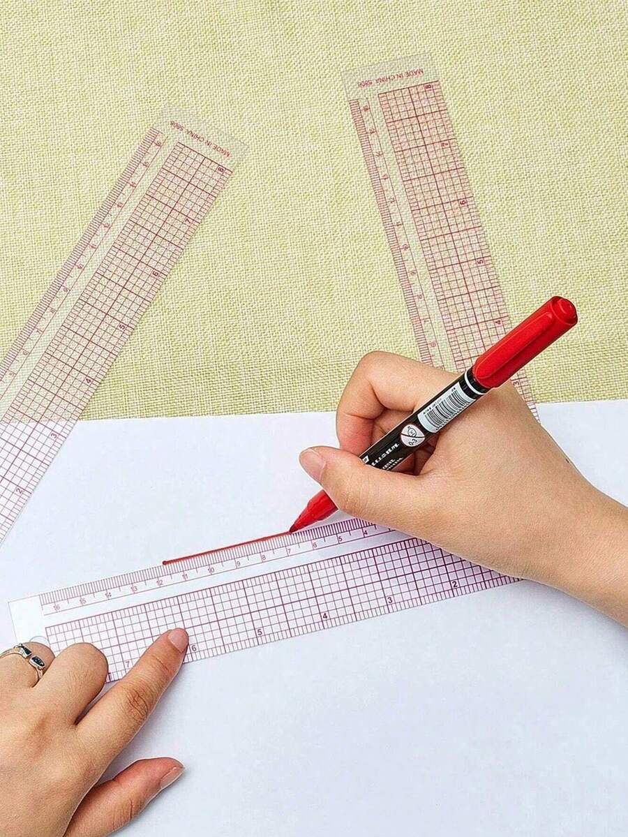 专业缝纫尺套装 - L 型尺、法式曲线尺和 90 度尺，用于精准的服装制版和服装设计 - 随机款式 - 均碼 - 查看 1