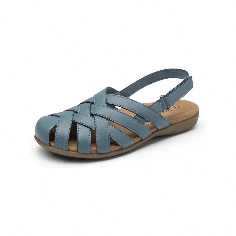 Rihero Closed Toe Sandals Women Comfortable Arch Support Fisherman Walking Sandals With Adjustable Strap - Màu xanh lam - Xem 1