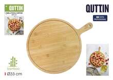 STARLEY-Tabla Pizza Cortar Bambu con Asa Platos Redondos Servir y Cortar Bandeja para Pizza, Quesos, Embutidos y Pan,33x43 cm - Ver 7