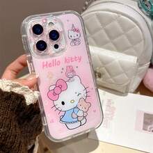 SANRIO Candy Color Jelly Pink Bow Phone Case For 17 16 15 14 12 13 11 Pro Max PLUS Y2K Cute Hello Kitty Girls Cover - 1 - 查看 4