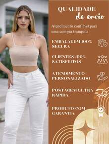 Cropped Feminino Suplex Forrado Top Academia Alça Fina Zero Transparência Confortavel Look de Verão - Bege - Visão 8