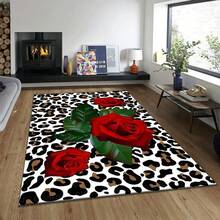 Retro Leopard Print Flannel Carpet, 2D Digital Printing, Non-Slip Rubber Bottom, Multiple Sizes Available. Suitable For All Seasons, Washable, Machine Washable, Comfortable, Unique, Suitable For Him, Her, Family Members, Boyfriend, Girlfriend, Father, Family Members, Mother, Lover, Daughter, Son, Grandfather, Grandmother, Teacher, Doctor, Nurse, Friend, Classmate, Pet. As Birthday Gifts, Household Items, Wedding Items, Souvenirs, Home Decoration, Daily Life, Office Decoration, Birthday, Anniversary, Valentine's Day, Thanksgiving, Graduation Season, Christmas, Halloween, Mother's Day, Father's Day, Wedding, New Year Gift Decoration. Suitable For Shopping Centers, Restaurants, Kitchens, Bathrooms, Living Rooms, Bedrooms, Corridors, Balconies, Outdoor Doors, Door Mats, Entrance Mats, Non-Slip Mats, Offices, Cafes, Piano Room Floor Decoration - 多色3 - 查看 3