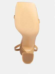 Lewk Strappy Tie Up Spool Heel Sandals - 米色 - 查看 5