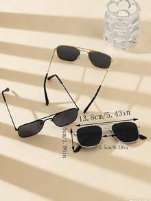 3pcs Girls' Fashion Metal Double-Beam Glasses Suitable For Everyday Wear - Multicolor - View 4