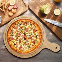 STARLEY-Tabla Pizza Cortar Bambu con Asa Platos Redondos Servir y Cortar Bandeja para Pizza, Quesos, Embutidos y Pan,33x43 cm - Ver 1
