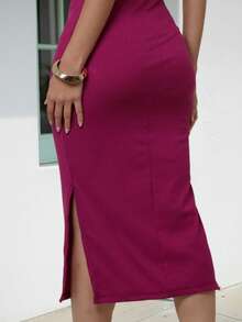 Women's Premium Comfortable Tube Midi Dress - 紫色 - 查看 5