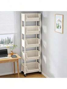 3/5-Layer Wheeled Mobile Bookshelf Storage Cart - Compact Rolling Bookshelf For Learning Organizer, Home Office, Classroom, Bedroom, Library - Space Saving And Easy To Assemble - Suitable For Students And Professionals, Bookshelf Furniture, Easy Assembly, Christmas Gifts - 5-layer Minimalist White - View 13