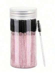 50 PCS Disposable Curved Spoolie Brushes Eyebrow Lash Grooming Castor Oil Applicator - 黑色 - 查看 3