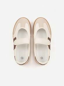 Ballerina-Style Flat Sneakers With Hook And Loop Closure - Beige - View 6