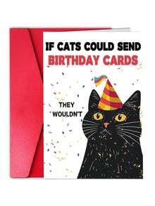 1pc Funny Cat Birthday Card | Cat Mom Or Dad Bday Cards For Husband, Wife, Friend, And Every Cats Lover - View 9