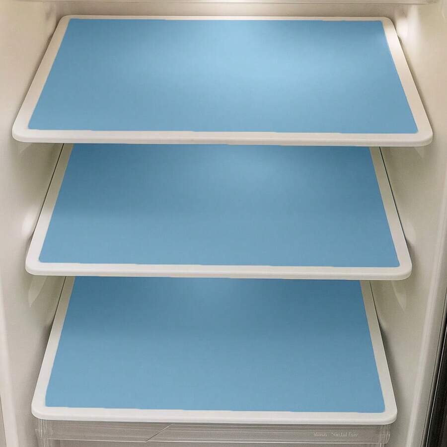 Set Of 3 Waterproof PVC Refrigerator Towels 46x32 Cm - Light Blue - View 1
