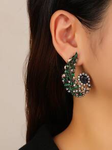 1 Pair Luxurious Jewelry-Style Long Geometric Cubic Zirconia Dangle Earrings, Exaggerated Personalized Earrings, Fashion Earrings To Match Evening Gowns, Birthday/Holiday Gift - Drop Earrings - View 2