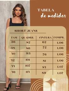 Short Jeans Feminino Cintura Alta Barra Dobrada Casual Verão - Preto - Visão 5