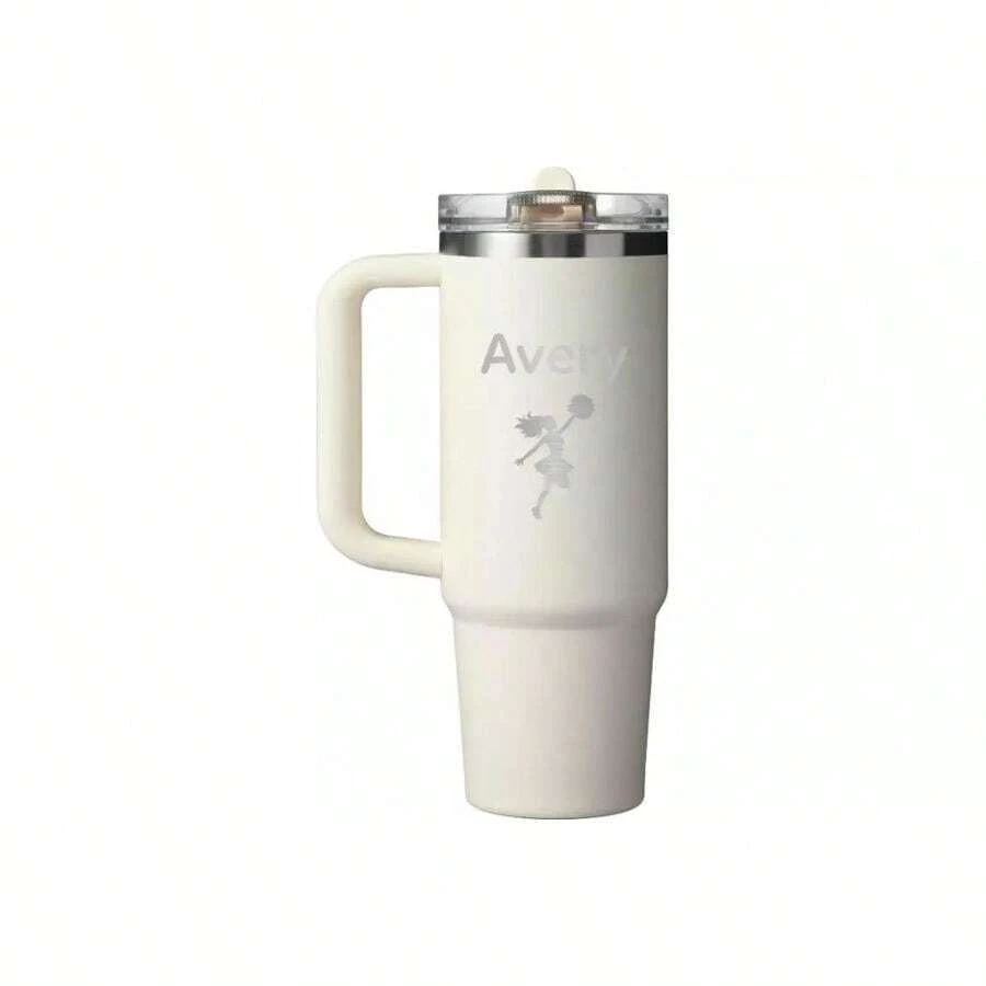Stanley Custom 30 Oz. Quencher ProTour Flip Straw Tumbler | | Insulated Water Bottles For Outdoor - 奶油 - 查看 1