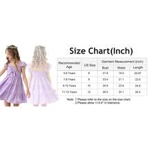 Square Neck Ruffle Sleeve Dress For Girls - Sweet A-Line Swing Dress For Tweens, Casual & Special Occasions - 紫色 - 查看 6