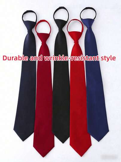 1 pieza Corbata con cierre ajustable de estilo universitario clásico, disponible en negro, rojo, azul, adecuada para festivales, actuaciones, escuela