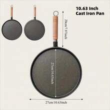 Cast Iron Skillet With Handle, 10.63inch Inch Frying Pan, Suitable Pancakes, Eggs, And Crepes, Durable Non-Stick Cookware, Suitable Induction Cookers, Gas Stoves, Campfires, Breakfast, Barbecue, Camping, And Outdoor Cooking - 27厘米/10.63英寸 - 查看 3