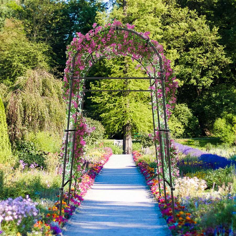 1PCS 7.5FT Garden Arch Trellis Outdoor Plant Support Archway For Climbing Vine Flower - A - 查看 1