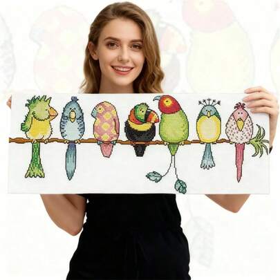 LaoJieYuan 2026新款鹦鹉金刚鹦鹉动物十字绣套装DIY中国十字绣套件刺绣针线活家居装饰DIY套件工艺品刺绣套件十字绣套件钩针套件戳绣套件缝纫配件缝纫套件绣线工艺套件针线材料缝纫图案钩针工艺用品刺绣套件初学者缝纫图案