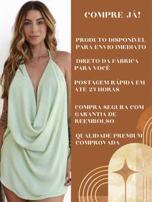 Conjunto Shorts Saia Feminino com Blusa Decote V Look Moderno e Confortável - Verde Menta - Visão 5