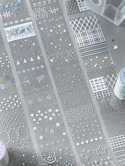 1卷PET材质模切装饰胶带，透明世界系列，适用于礼品、办公、家居、标记、标签、教室、娱乐玩具、学生计划本、创意复古立体模型DIY装饰贴纸