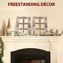 2 Packs Retro Wooden Window Frame Set, Rustic Decorative Shutters, Pastoral Style Wall Decor For Living Room, Bedroom And Kitchen - Multicolor - View 5