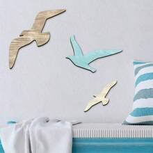 1/3 PiecesOcean Style Wooden Seagull Decoration, Beach Theme Wall Decoration, Coastal Theme Decoration, Suitable For Home Bedroom Living Room Decoration, Seaview Room Decoration, Summer Ocean Beach Theme Decoration - Multicolor - View 5