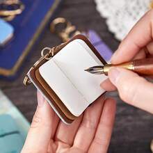 1pc PU Mini Notebook Keychain, Portable Multi-Color Paper Planner Suitable For Various Occasions, Compact Notebook Keyring | Fashionable Cover - Multicolor - View 5